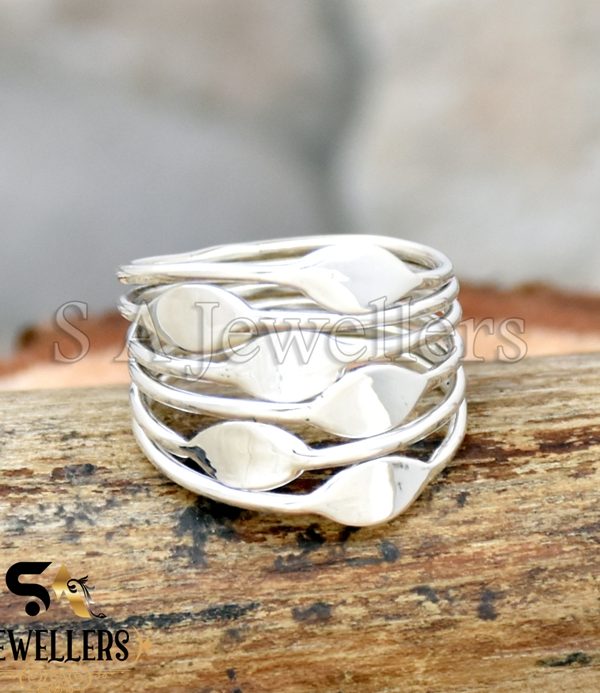 Leaf Silver Wire Ring Silver Wide Wrap Ring, 925 Sterling Silver Ring For Gift