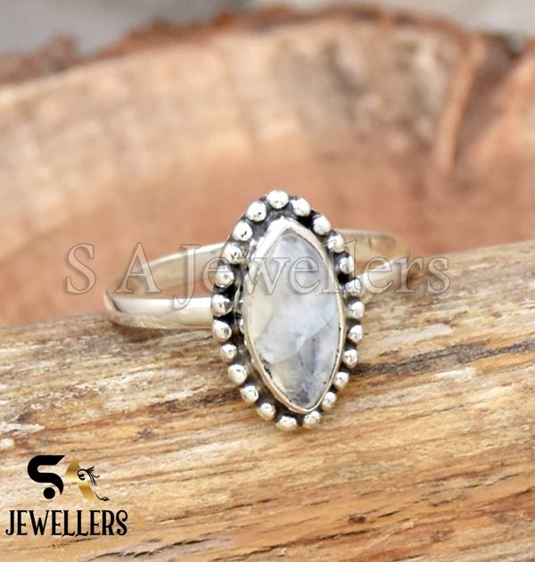 Natural Moonstone Ring, 925 Sterling Silver Ring, Pinky Ring, Gift For Her