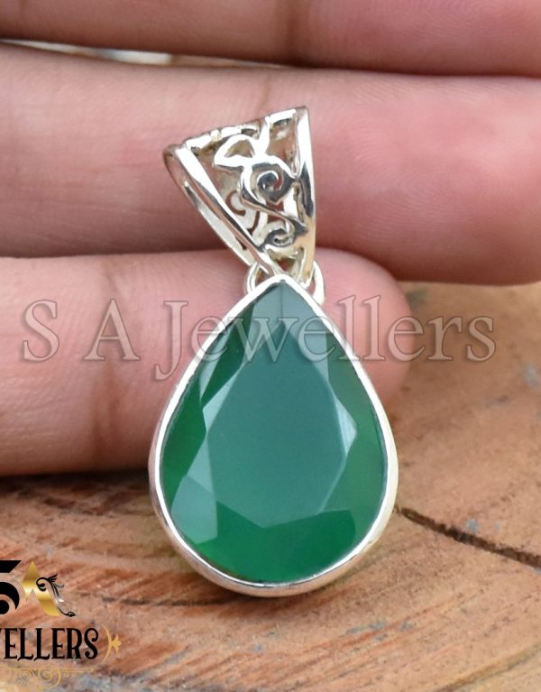Indian Emerald Pendant, 925 Sterling Silver Pendant, Handmade Pendant, Gift For Her