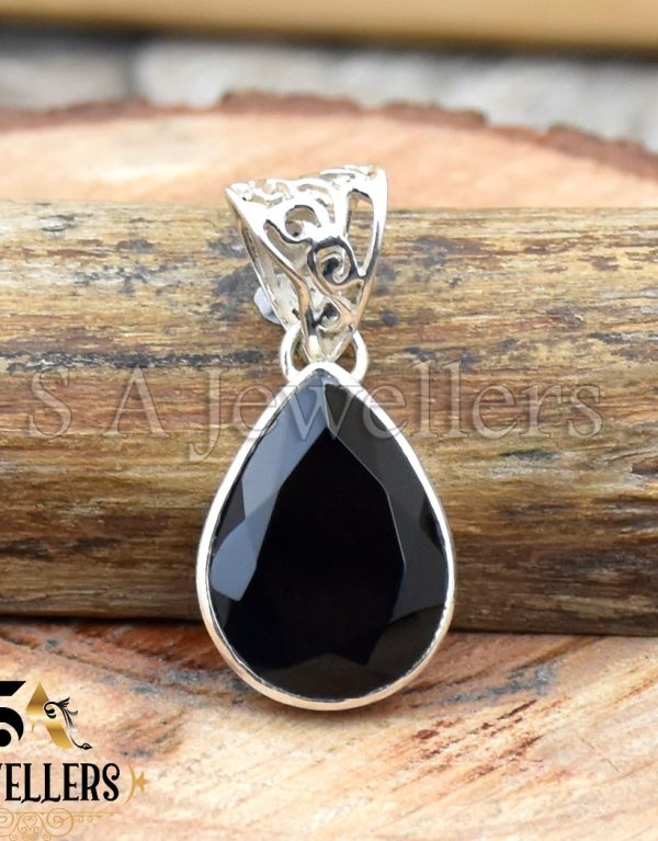 Black Onyx Pendant, 925 Sterling Silver Pendant, Handmade Pendant, Gift For Her