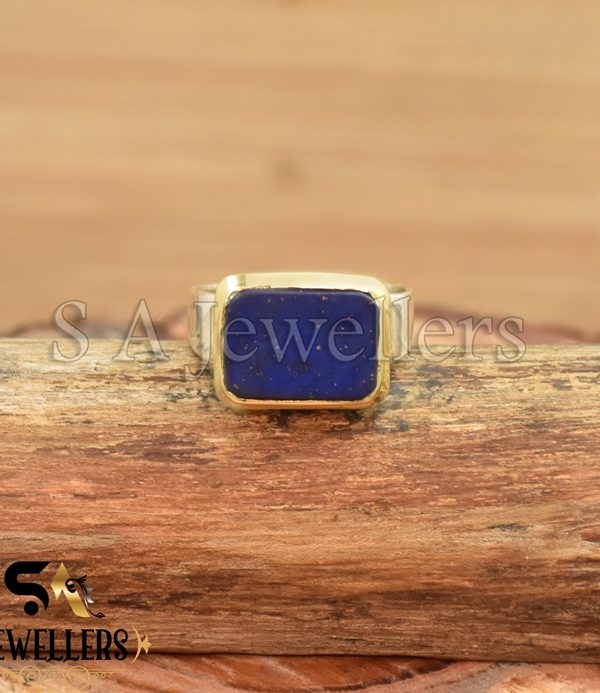 Lapis Lazuli Ring, 925 Sterling Silver Ring, Tow Tone Ring