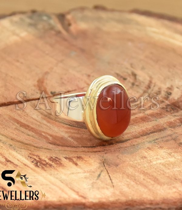 Carnelian Ring, 925 Sterling Silver Ring, Tow Tone Ring