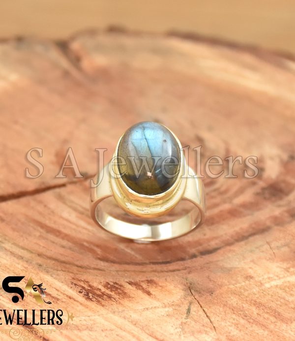 Labradorite Ring, 925 Sterling Silver Ring, Tow Tone Ring