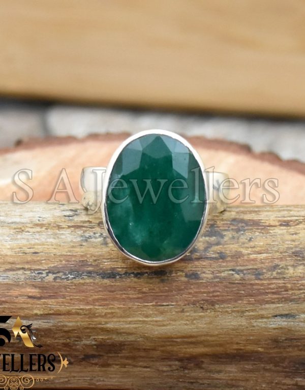 Indian Emerald Ring, 925 Sterling Silver Ring, Bezel Ring, Handmade Ring