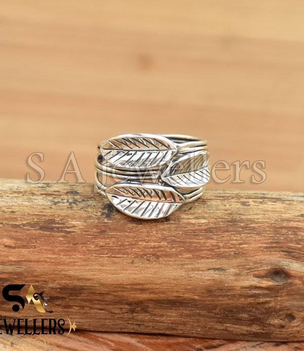 Plain Sterling Silver Feather Style Ring, 925 Ring, Women's Ring, Silver Ring