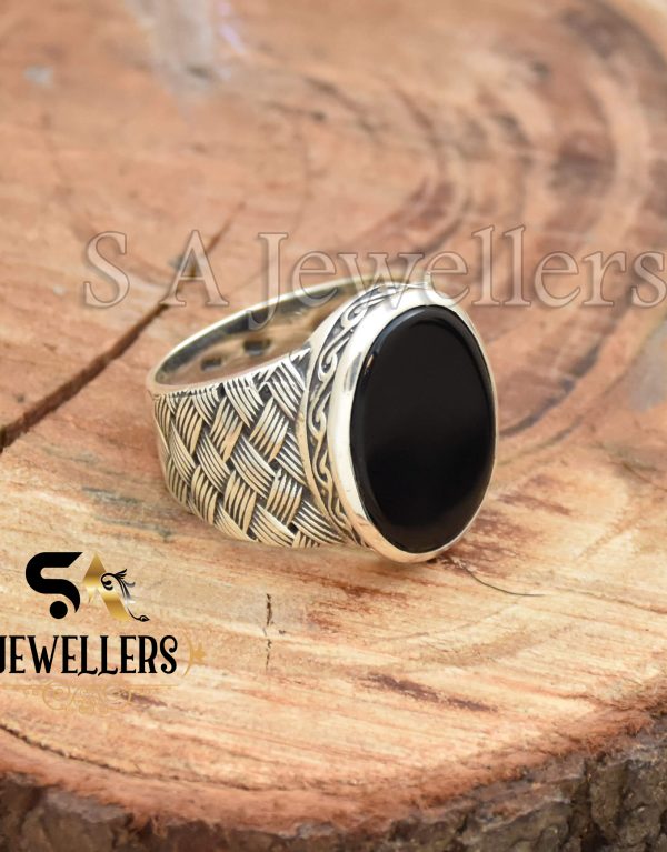 Black Onyx Men's Ring, 925 Sterling Silver Ring, Statement Ring, Gift For Her