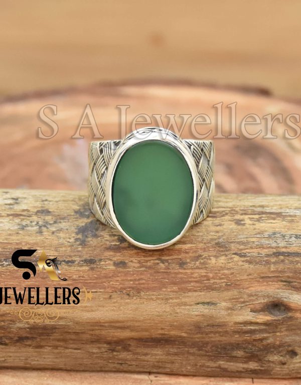 Green Onyx Men's Ring, 925 Sterling Silver Ring, Statement Ring, Gift For Her