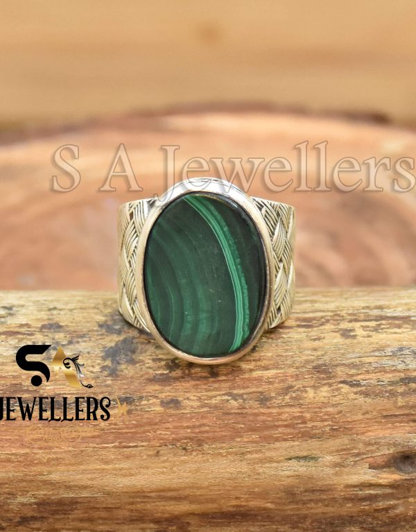 Malachite Men's Ring, 925 Sterling Silver Ring, Statement Ring, Gift For Her