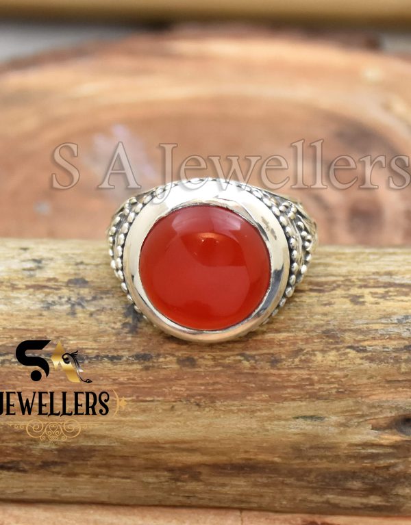 Carnelian Men's Ring, 925 Sterling Silver Ring, Statement Ring, Gift For Her