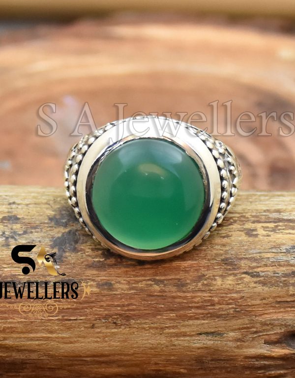 Green Onyx Men's Ring, 925 Sterling Silver Ring, Statement Ring, Gift For Her