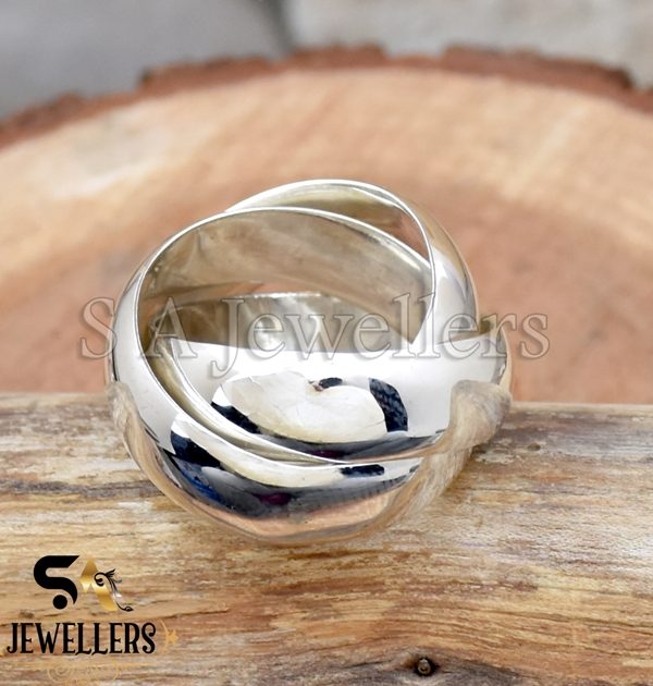 925 Sterling Silver Triple Band Ring, Interlocked Ring, Rolling Ring