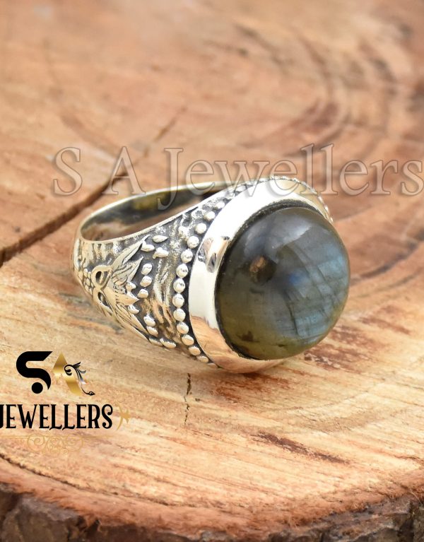 Labradorite Men's Ring, 925 Sterling Silver Ring, Statement Ring, Gift For Her