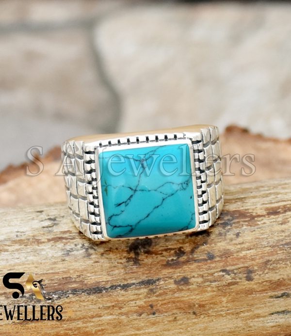 Turquoise Ring, 925 Sterling Silver Ring, Statement Ring, Men's Gift Ring