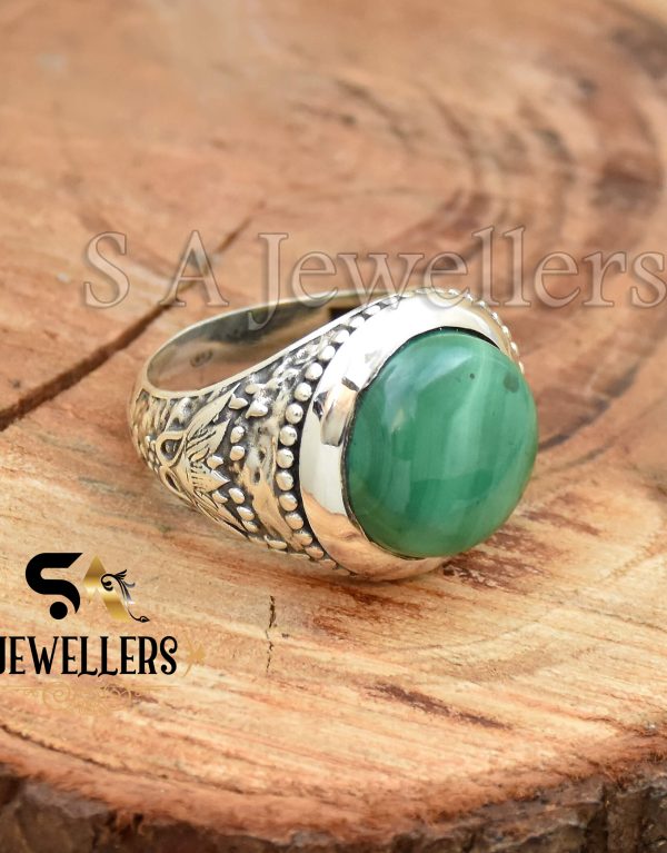 Malachite Men's Ring, 925 Sterling Silver Ring, Statement Ring, Gift For Her