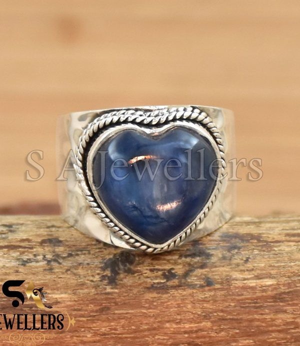 Kyanite Heart Ring, 925 Sterling Silver Ring, Handmade Ring