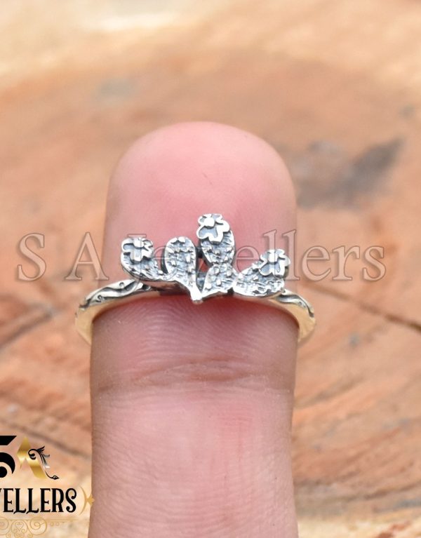 Cactus Ring, 925 Sterling Silver Ring, Vintage Style Antique Oxidized Silver Ring