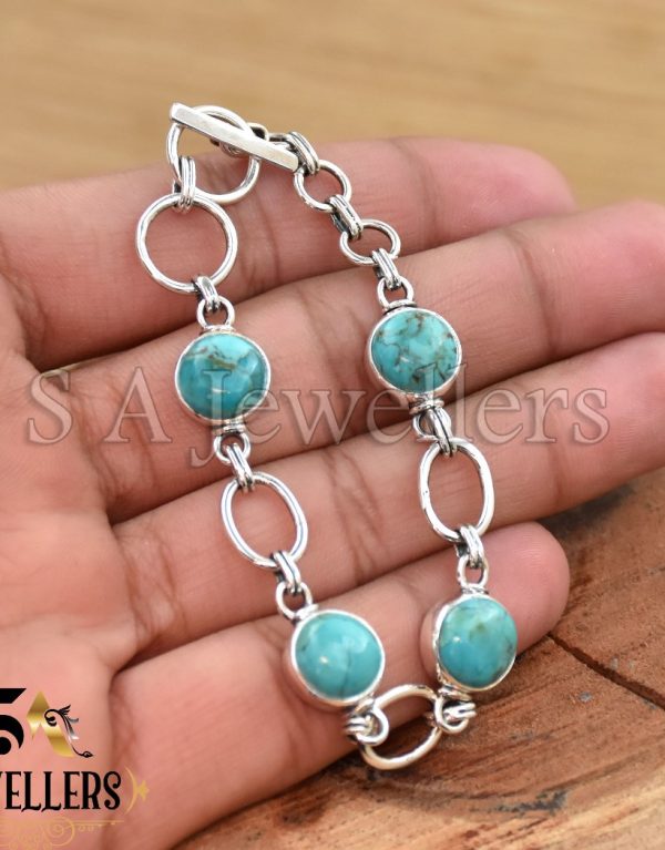 Mohave Turquoise Gemstone Bracelet, 925 Sterling Silver Bracelet