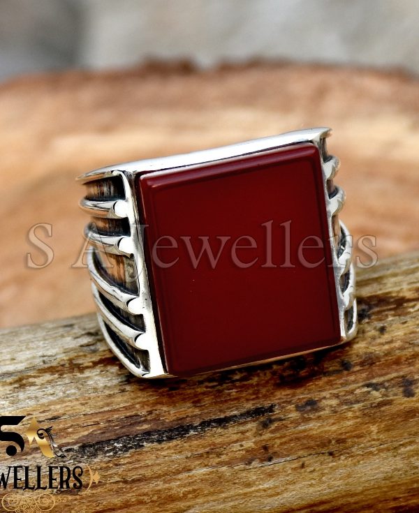 Carnelian Men's Ring, 925 Sterling Silver Ring,
