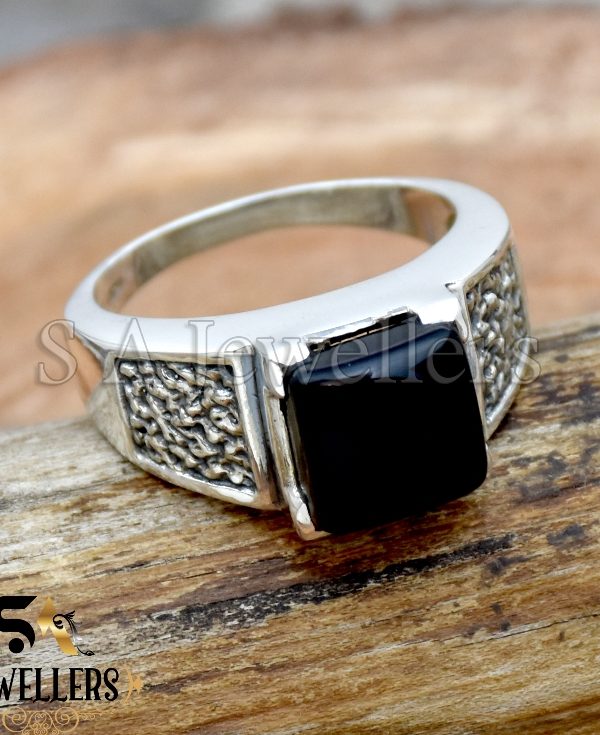Black Onyx Men's Ring, 925 Sterling Silver Ring,