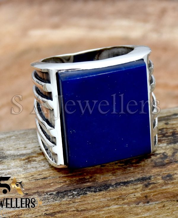 Lapis Lazuli Men's Ring, 925 Sterling Silver Ring,