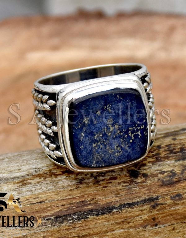Lapis Lazuli Men's Ring, 925 Sterling Silver Ring, Handmade Jewelry