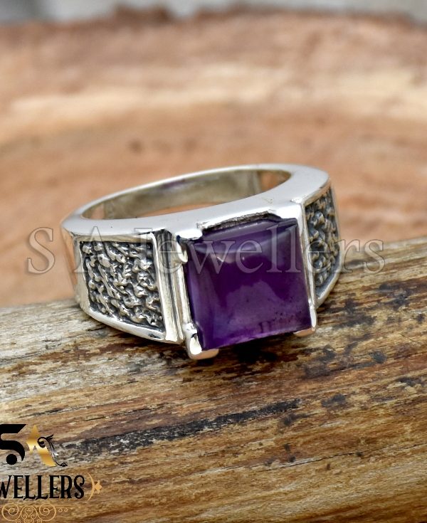 Amethyst Men's Ring, 925 Sterling Silver Ring,