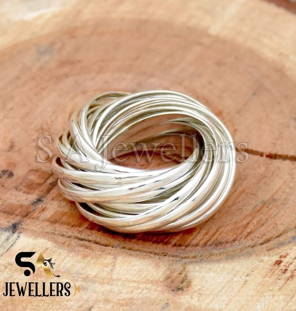 925 Sterling Silver Ring, 21 Rolling Ring, Multi Band Ring