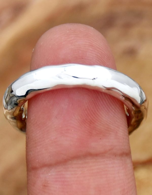 Silver Hammered Band Ring, 925 Sterling Silver Ring, 4mm band Ring,