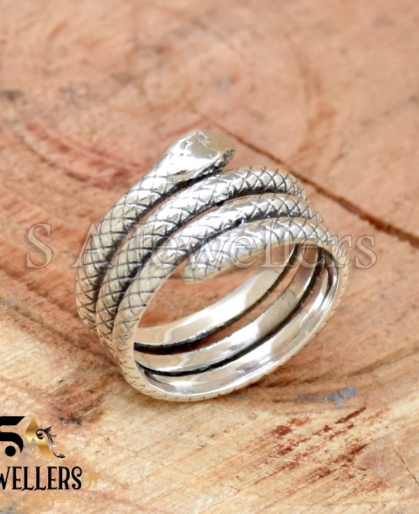 Solid 925 Sterling Silver Snake Ring, wraparound Ring, Adjustable Ring