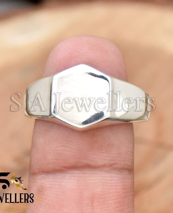 925 Sterling Silver Ring, Smooth Plain Top Signet Ring, Flat Ring,