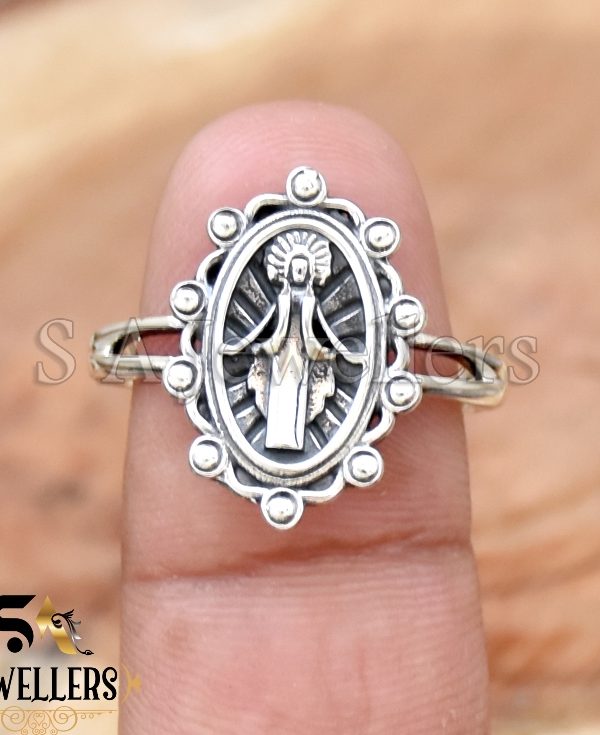 Miraculous Medal Ring, 925 Sterling Silver Miraculous Medal Ring,
