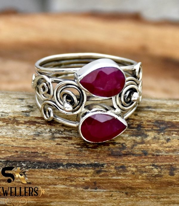 India Ruby Ring, 925 Sterling Silver Ring, Handmade Wire Ring, Gift For Her
