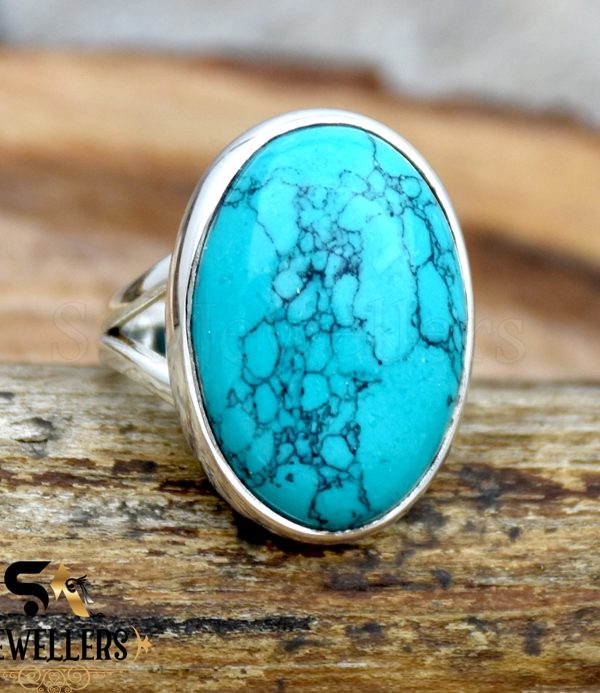 Turquoise Silver Ring, 925 Sterling Silver Ring, Statement Silver Ring