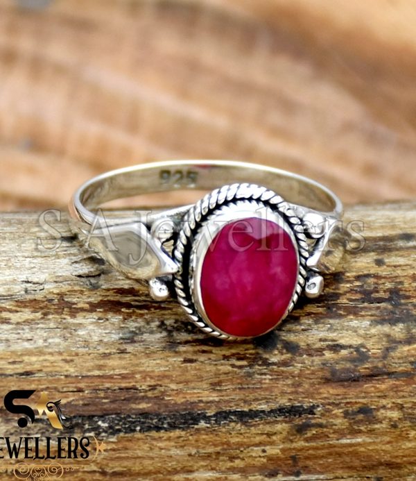 Indian Ruby Ring, 925 Sterling Silver Ring, Boho Ring, Gift For Her