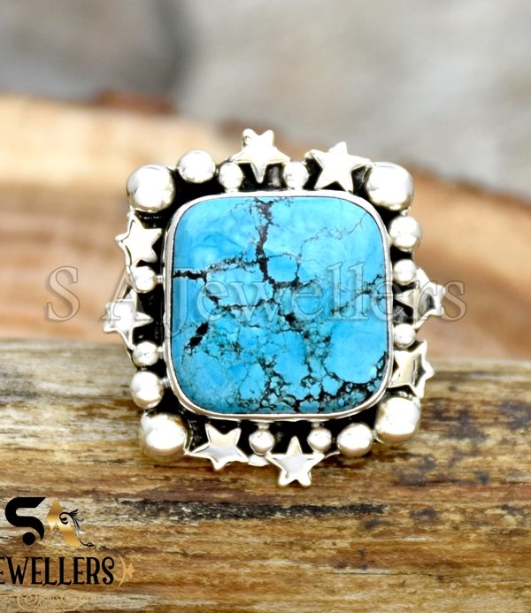 Blue Copper Turquoise Ring, 925 Sterling Silver Ring, Statement Ring, Gift For Her