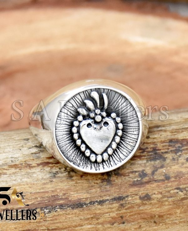 Holy Heart Ring, 925 Sterling Silver Ring, Roman Catholics Ring,