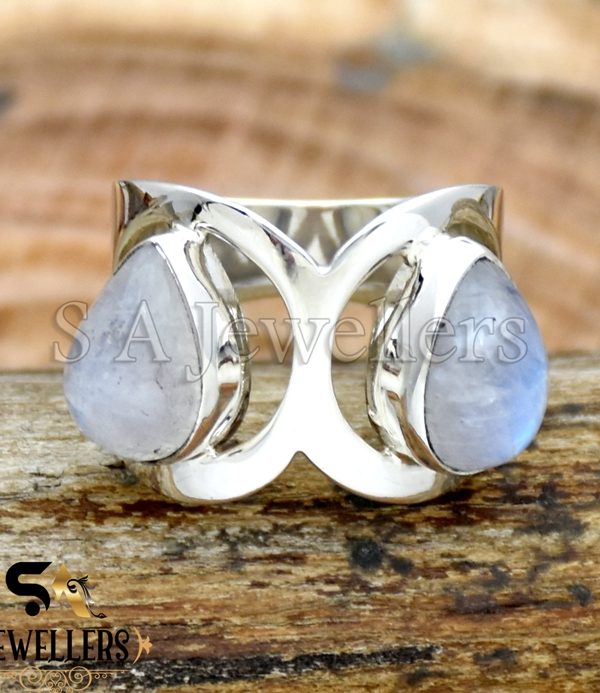 Natural Moonstone Ring, 925 Sterling Silver Ring, Boho Ring, Gift For Her