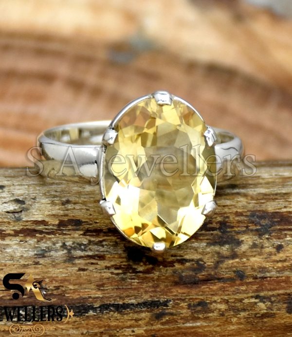 Natural Citrine Ring, 925 Sterling Silver Ring, Prong Style Silver Ring, Gift For Her