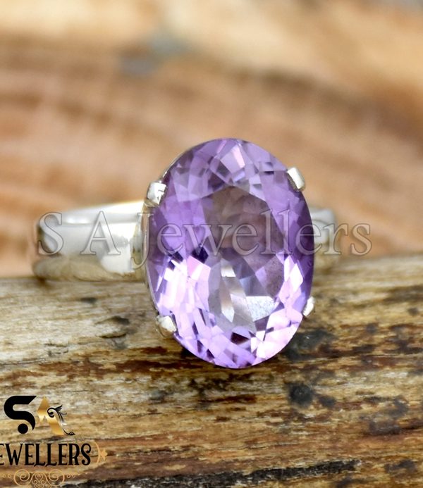 Natural Amethyst Ring, 925 Sterling Silver Ring, Prong Style Silver Ring, Gift For Her