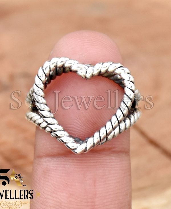 Solid 925 Sterling Silver Heart Shape Ring, Handmade Silver Ring