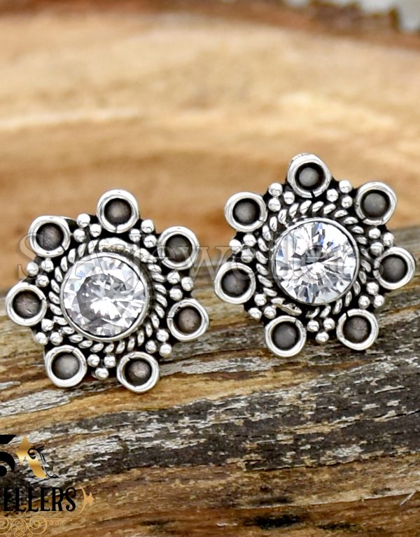 925 Sterling Silver CZ Stud Earrings, Cubic Zirconia Stud Earrings, Gift For Her