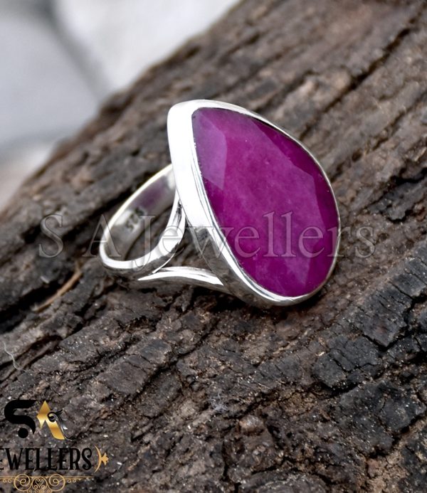 Top Quality Indian Ruby Ring, 925 Sterling Silver Ring, Handmade Ring, Gift For Girls