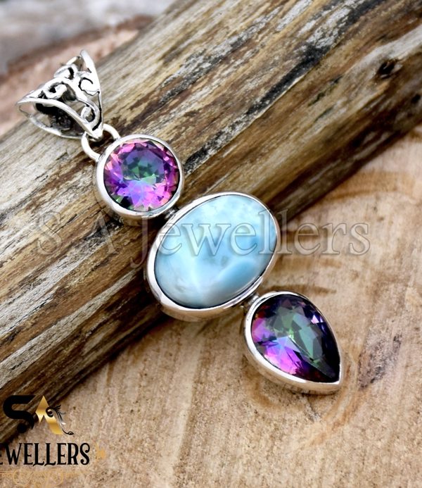 Top Quality Natural Larimar Pendant, Women's Pendant, 925 Sterling Silver Pendant