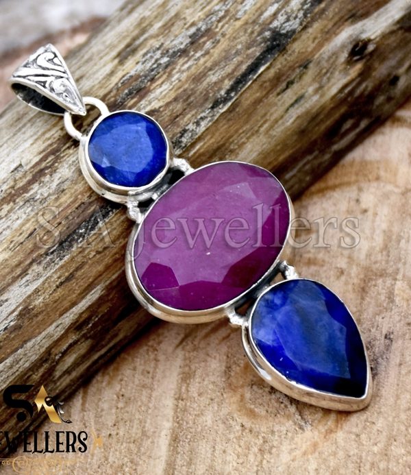 Top Quality Indian Ruby Pendant, 925 Sterling Silver Pendant, Women's Pendant