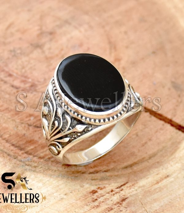 Black Onyx Ring, 925 Sterling Silver Ring, Designer Band Ring