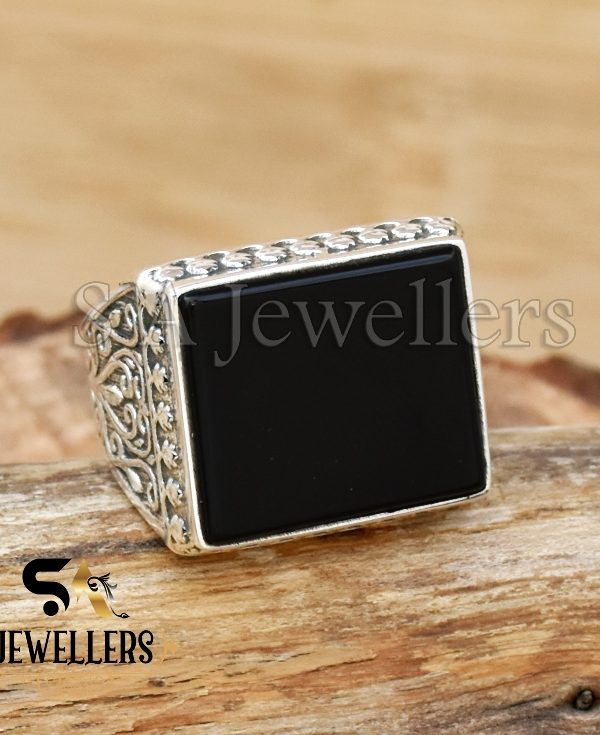 Black Onyx Men's Ring, 925 Sterling Silver Ring, Gift For Her