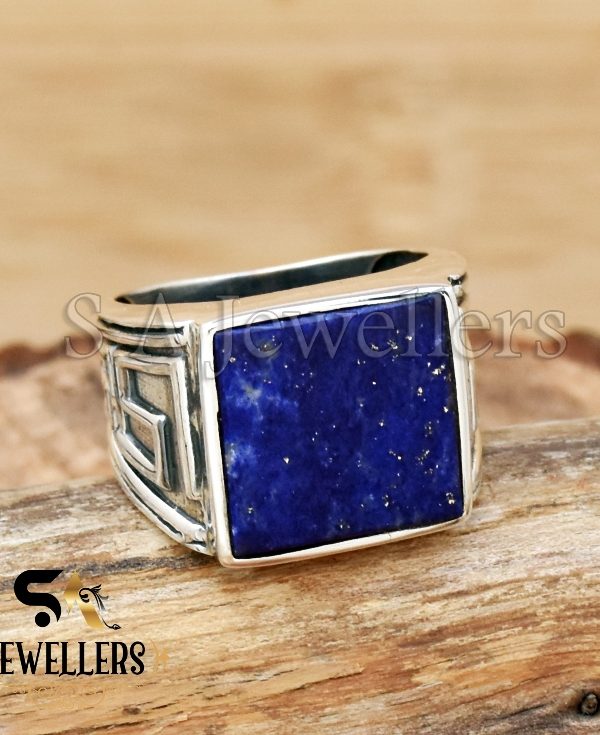 Lapis Lazuli Men's Ring, 925 Sterling Silver Ring, Statement Ring, Gift For Her