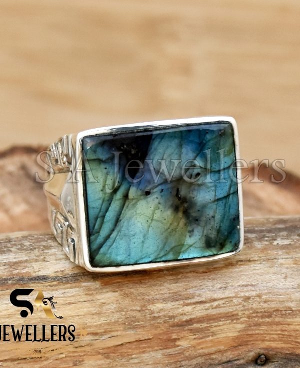 Labradorite Men's Ring, 925 Sterling Silver Ring, Statement Ring, Gift For Her
