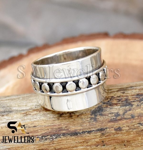 925 Sterling Silver Ring, Wide Band Ring, Statement Silver Ring