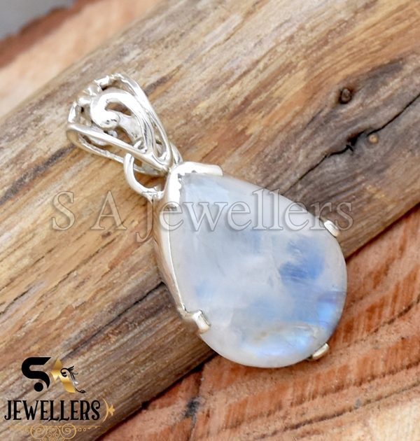 Natural Rainbow Moonstone Pendant, 925 Sterling Silver Pendant, Gift For Her